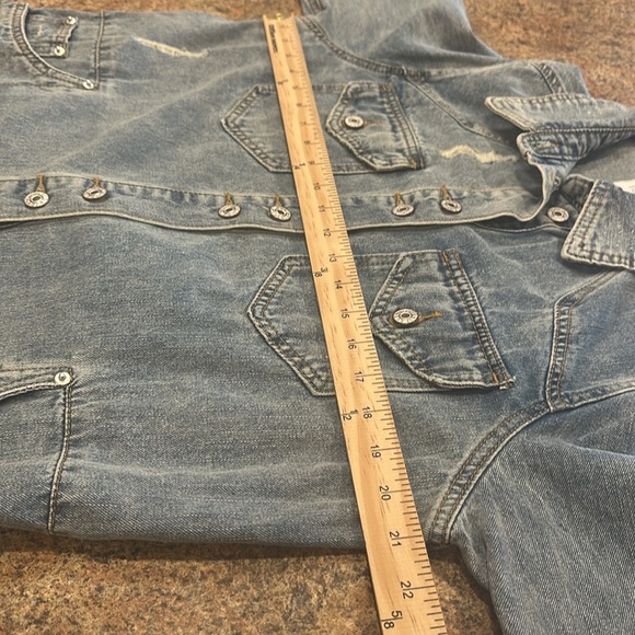 VEVERET Jean Jacket Button Down Western Distressed Women Size Small - Picture 11 of 12